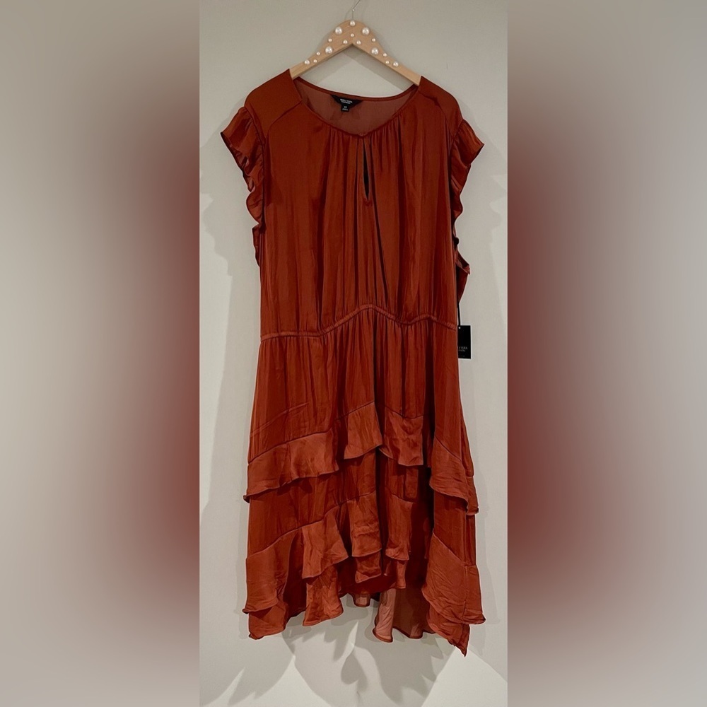 Simply Vera Vera Wang Tiered Ruffle Dress Knee Length Plus Size Romantic Ruffles - Picture 3 of 16